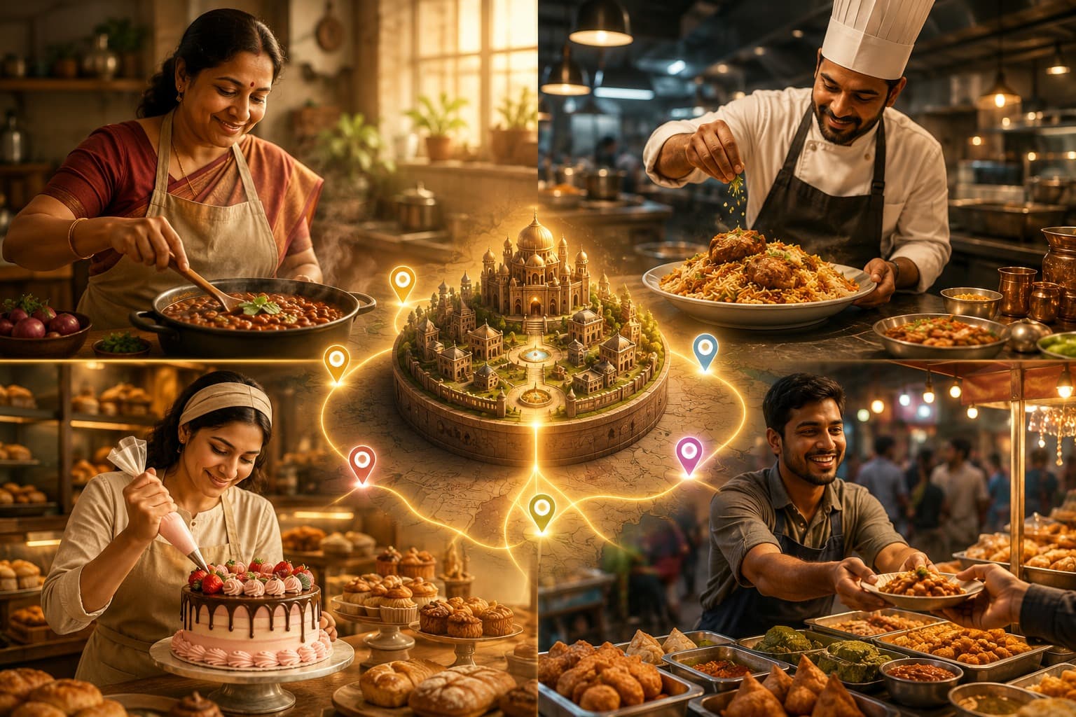 Home cooks, chefs, bakers and street-food vendors of Rasoi Ka Raja preparing signature dishes